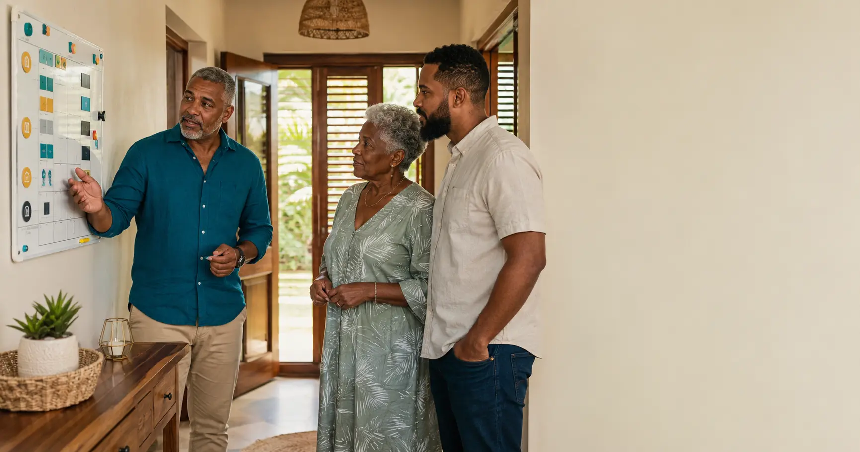 Famille martiniquaise qui comprend le périmètre d'un service de coordination non médicale à domicile